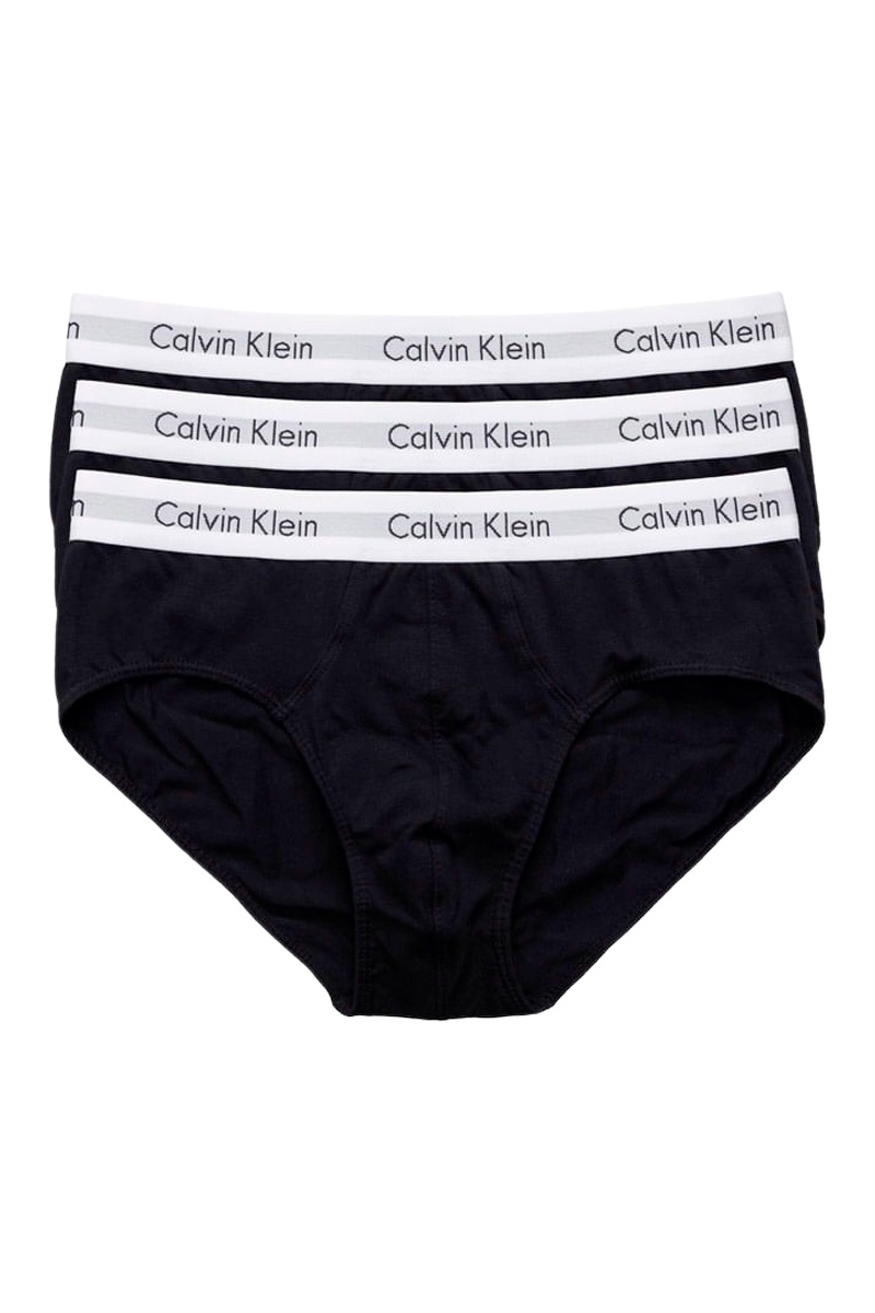 Kit 3 Cuecas Calvin Klein Brief Masculina Preto c/ Elástico Branco