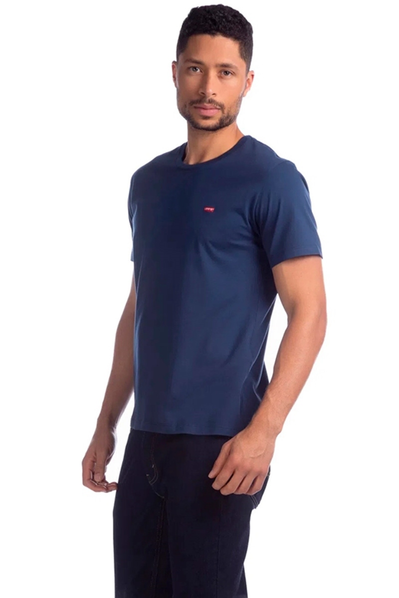Camiseta Levi s Logo Batwing Basic Masculina Azul Marinho