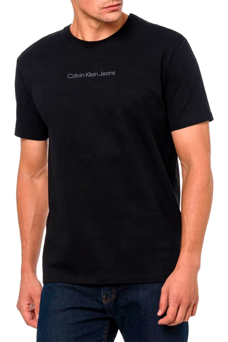 Camiseta Calvin Klein Jeans Básico Logo Centralizado Masculina Preto
