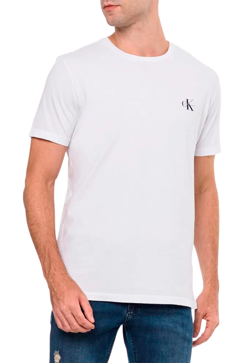 Calvin Klein Camiseta masculina de gola redonda com logotipo CK e