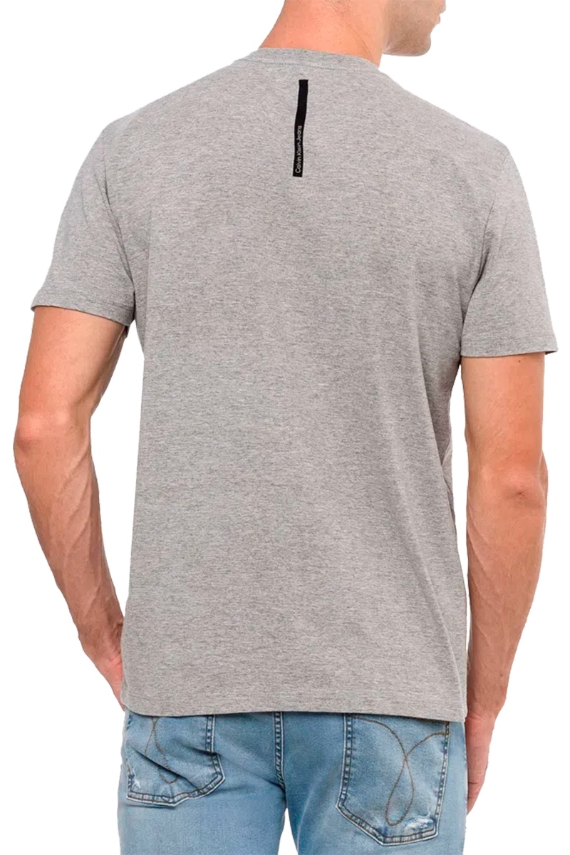 Camiseta Calvin Klein Jeans Logo Reissue Masculina Cinza Mescla