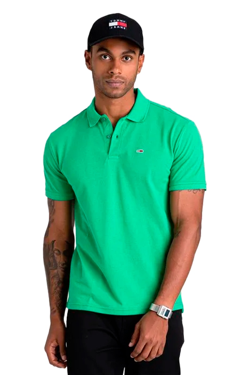 Polo Tommy Hilfiger Classica Slim Masculina Verde