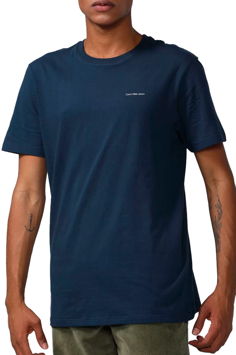 Camiseta Calvin Klein Jeans Básica Logo Minimalista Masculina Marinho