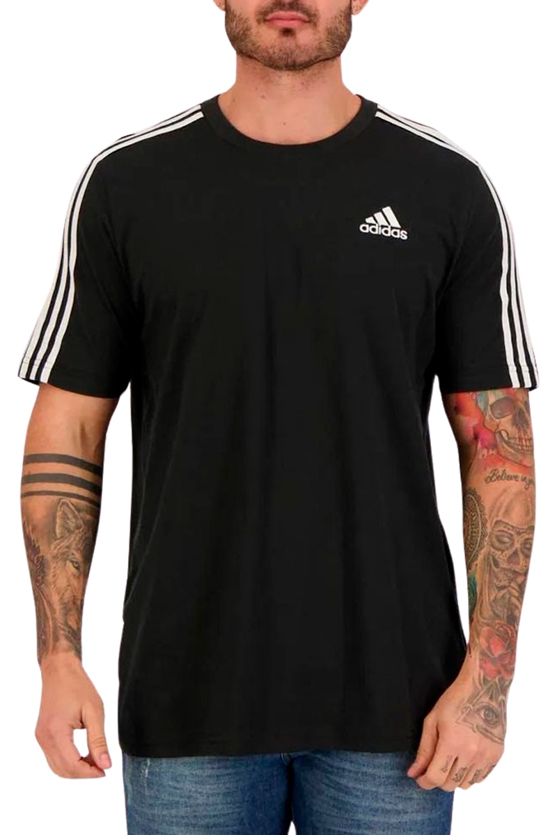 Camiseta Adidas Essentials 3 Listras Masculina Preto