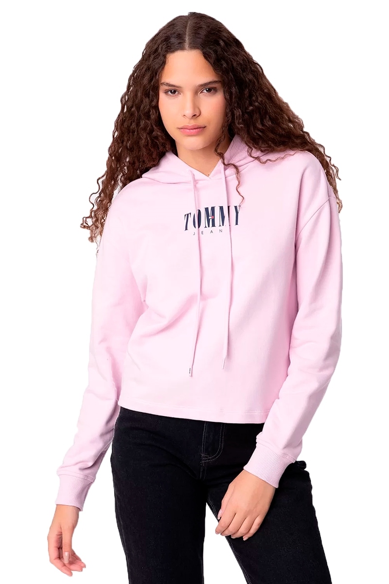 Moletom Tommy Hilfiger Jeans Pink Rosa Com Capuz Feminino - Loja Us Store