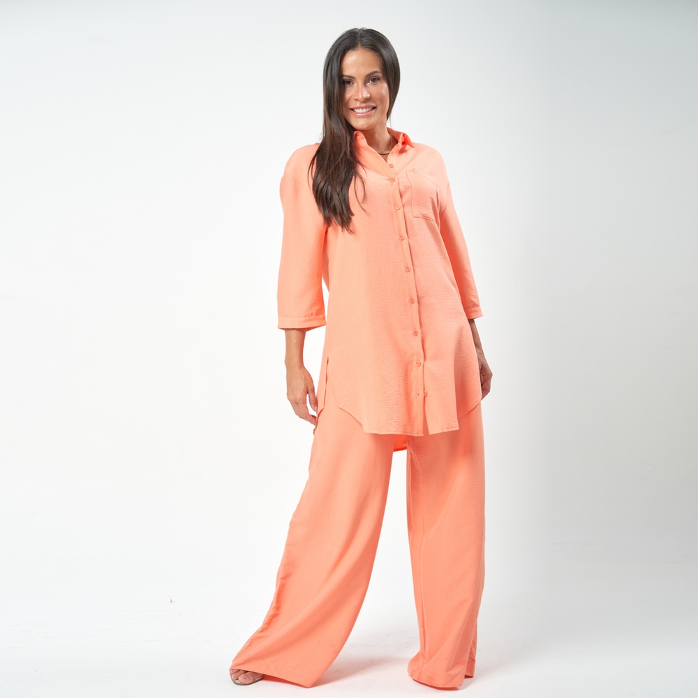 Calça pantalona coral sales