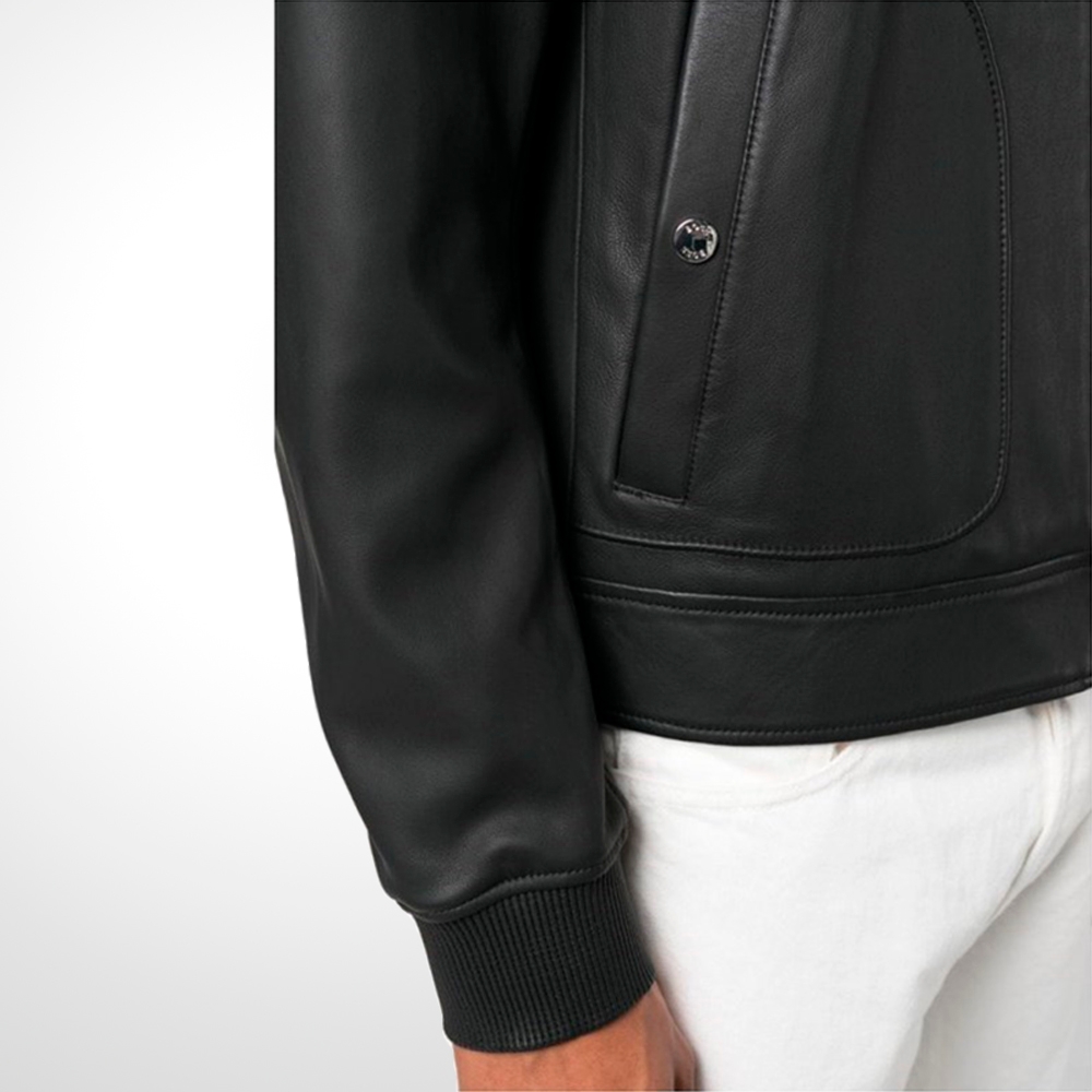 JAQUETA MASCULINA EM COURO MAPSON2 PRETA BOSS