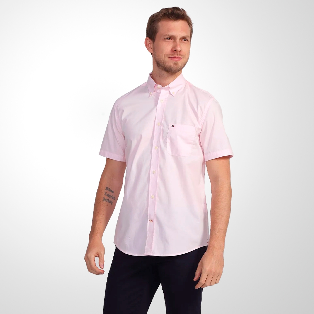 Camisa rosa tommy hilfiger sales