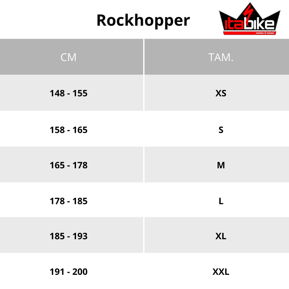 Rockhopper size shop chart