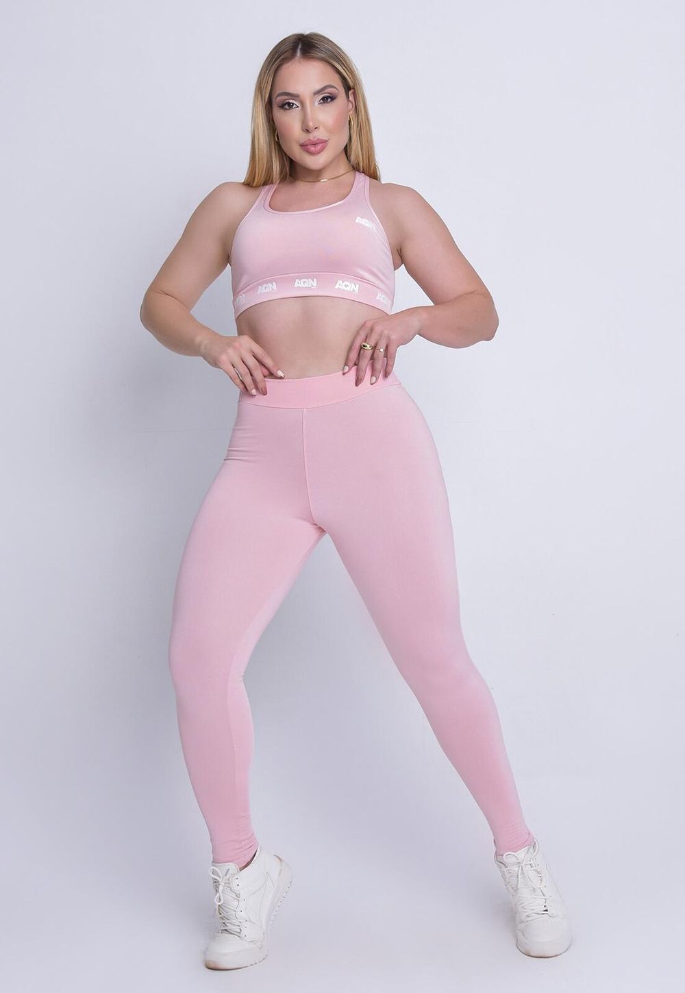 Light Pink Silk Swimsuit Top + Grace Pink Leggings Set