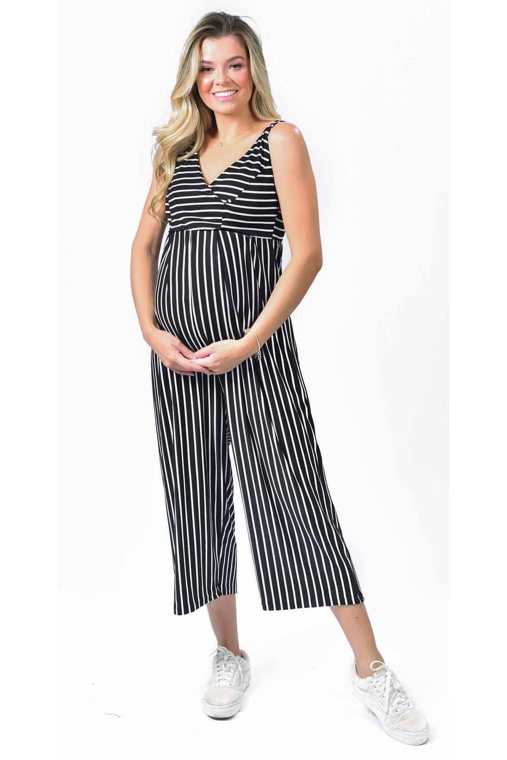 MACAC O PANTACOURT LISTRADO AMAMENTACAO PRETO MODA GESTANTE