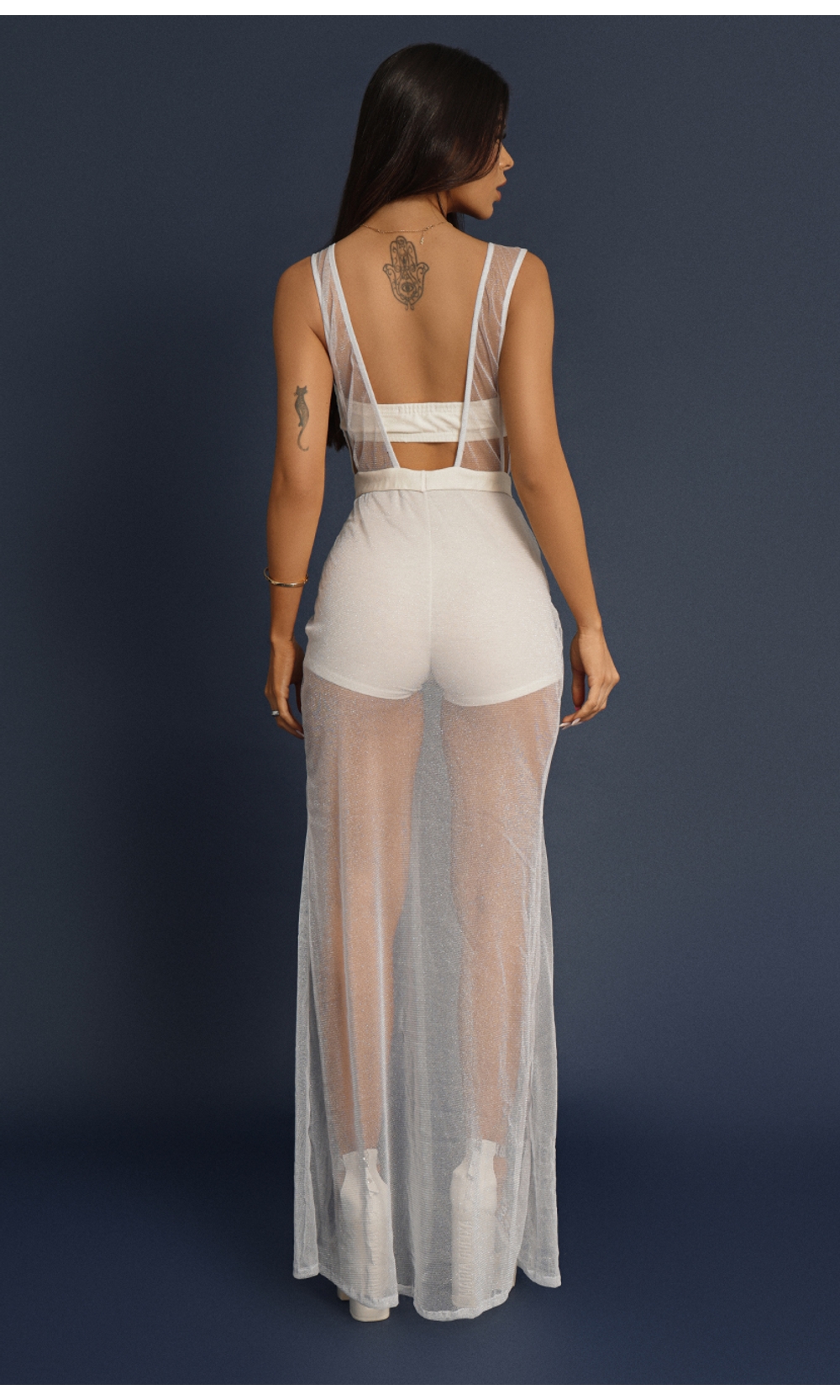 Vestido longo com short branco clearance