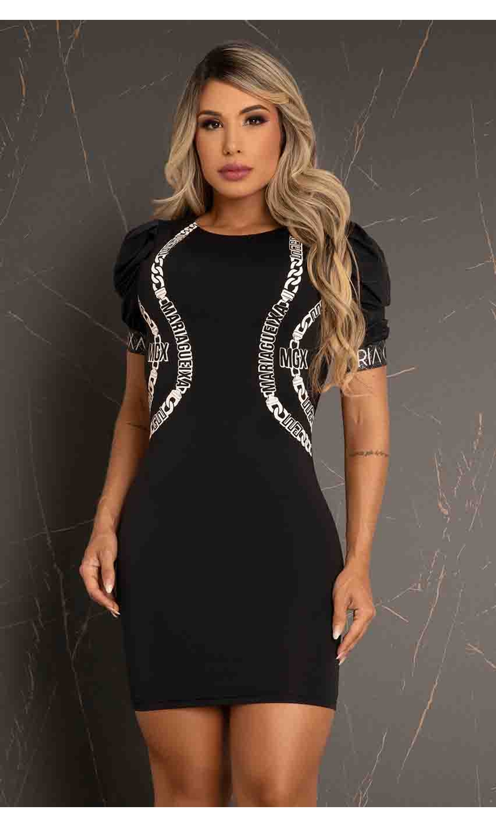 Vestido manga sale princesa preto