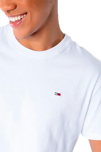 Camiseta Tommy Jeans Mini Logo Peito Masculina Cinza Mescla