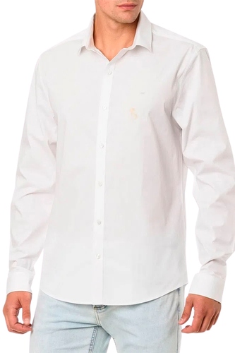 Camisa Dudalina Wrinkle Comfort Fit Masculina Branco