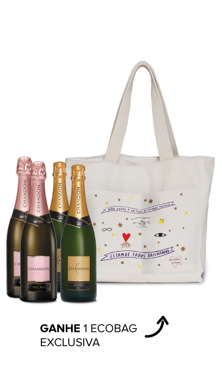 Kit 2 garrafas Chandon Brut 750ml + 2 garrafas Chandon Brut Rosé 750ml + Chandon Ecobag