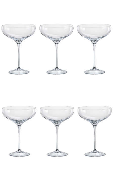 Conjunto 6 Taças de Cristal Titânio Bohemia para Espumante Coupe 290ml