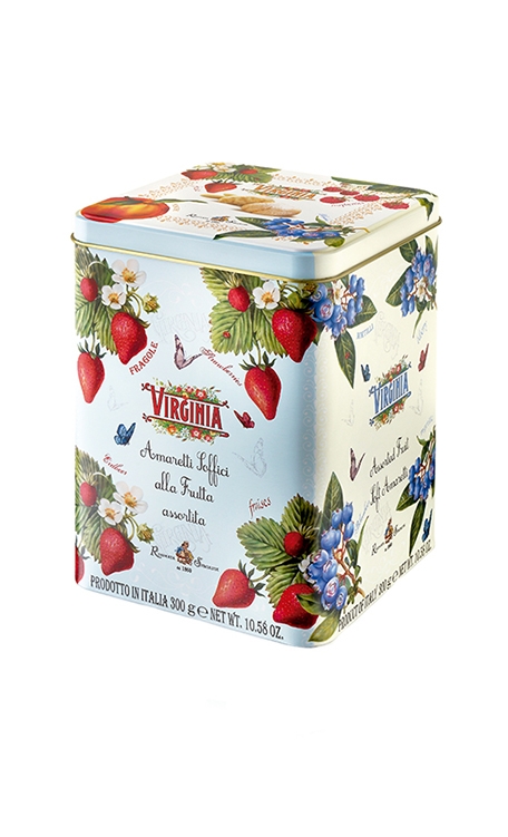 Biscoito Amaretti Virginia Frutas Vermelhas Lata 300g