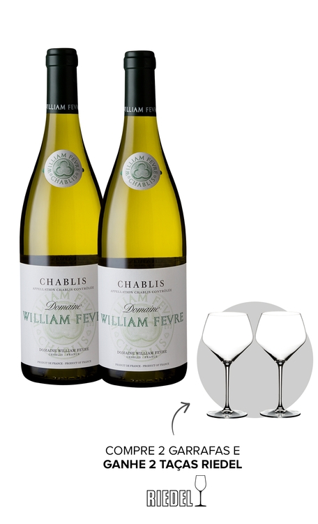 Combo Vinho Chablis Domaine Willian Fevre 750ml Com Taças