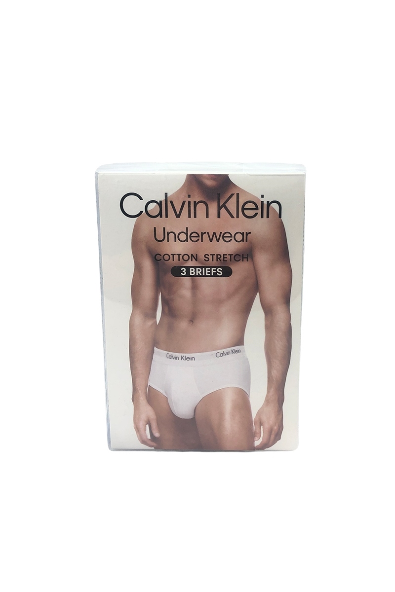 Kit 3 Cuecas Calvin Klein Brief Masculino Branco Com Azul