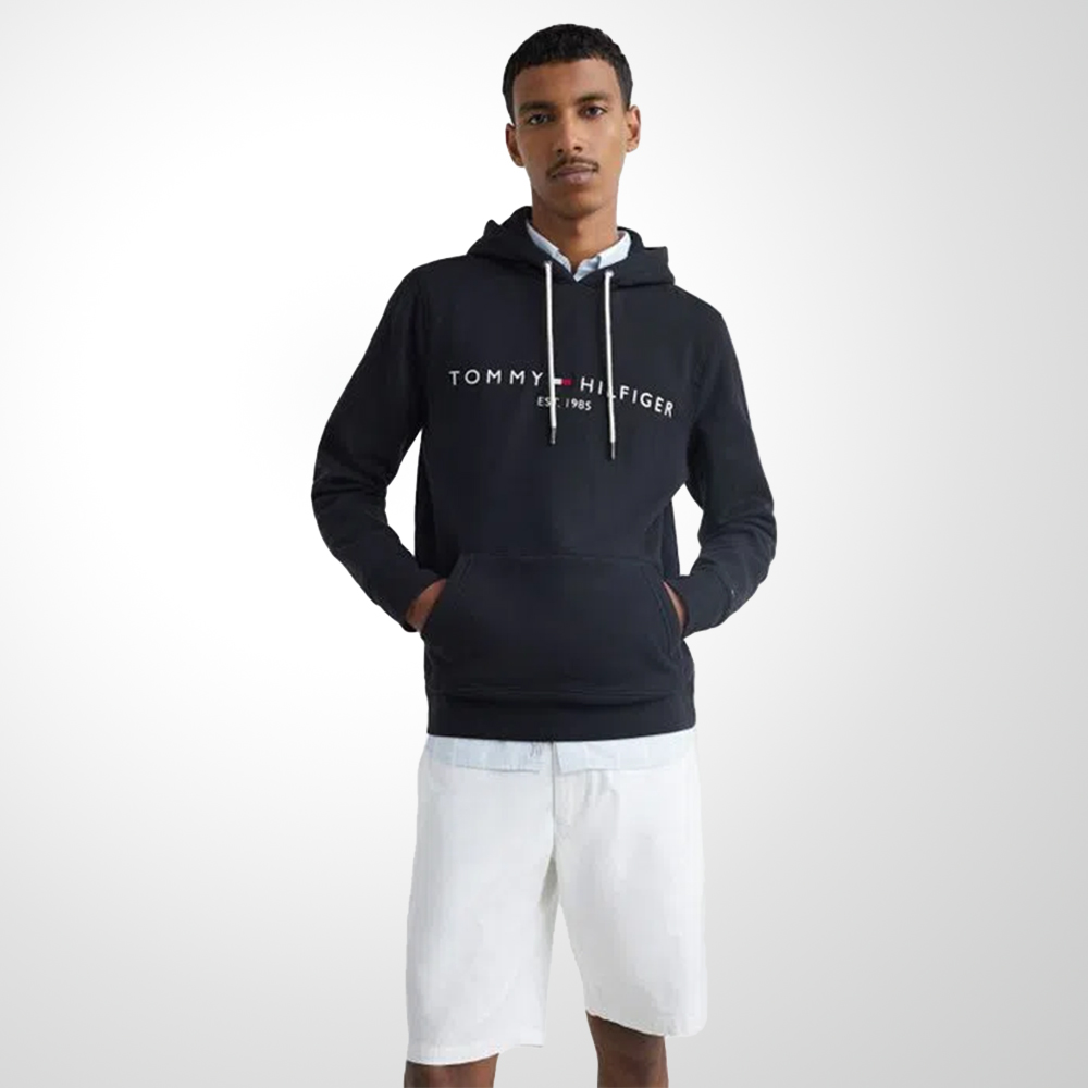 Moletom Tommy Hilfiger Masculino Fleece Hoody Logo Preto