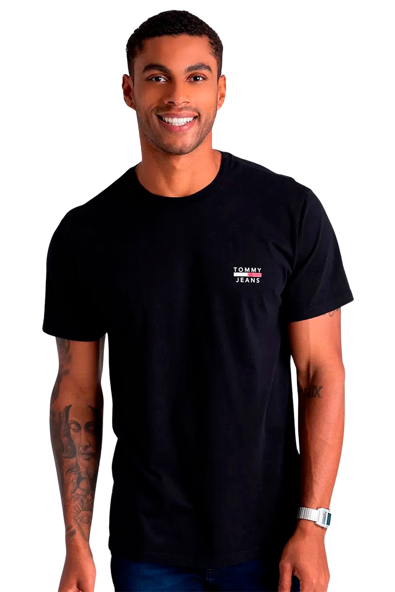 Camiseta Tommy Jeans Chest Logo Tee Masculina Preto